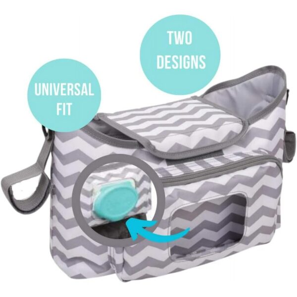 Veva Life Universal Stroller Organizer - Stroller Accessories Bag Large Space with 2 Cup Holders Multiple Zipper Pockets for Bottle, Diaper, Phone, Toys, Baby Items - Fits All Strollers. - Image 2