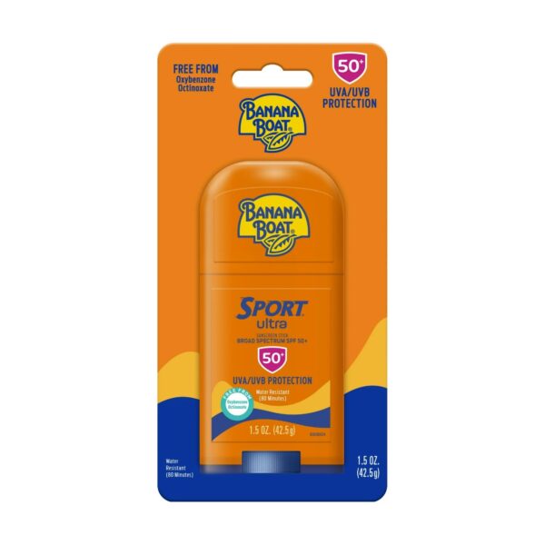 Banana Boat Sport Ultra Sunscreen Stick SPF 50, Travel Sunscreen Sport, Adult Sunblock, 1.5 oz