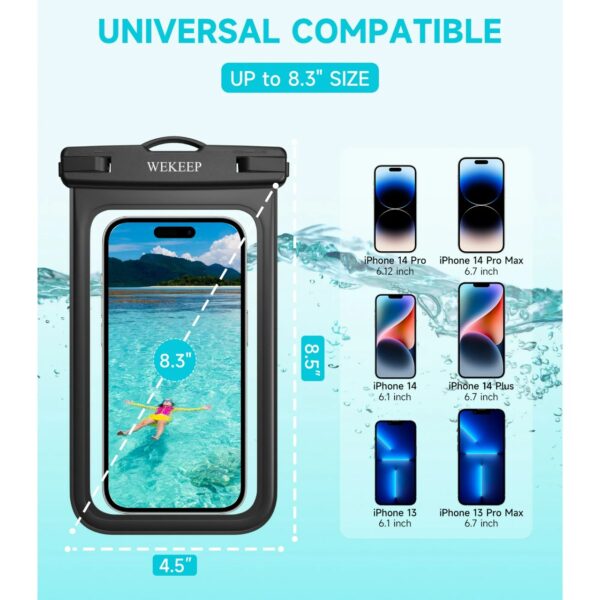 WEKEEP Waterproof Phone Pouch 2 Pack, IPX8 Cellphone Dry Bag Beach Essentials for Cruise Travel - Image 2