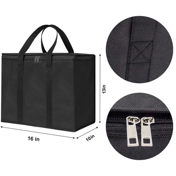 Tripumer 2 Pack Large Insulated Grocery Shopping Bags Reusable Bag Thermal Zipper Collapsible Tote Cooler Food Transport Hot And Cold For Instacart Camping Black - Image 3