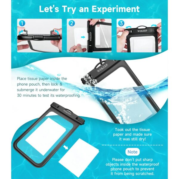 WEKEEP Waterproof Phone Pouch 2 Pack, IPX8 Cellphone Dry Bag Beach Essentials for Cruise Travel - Image 3