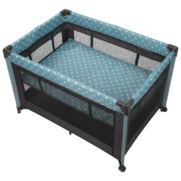 Babideal Dottie Baby Play Yard with Bassinet, Blue Dot - Image 4