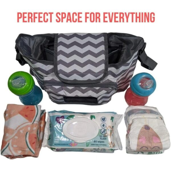 Veva Life Universal Stroller Organizer - Stroller Accessories Bag Large Space with 2 Cup Holders Multiple Zipper Pockets for Bottle, Diaper, Phone, Toys, Baby Items - Fits All Strollers. - Image 5